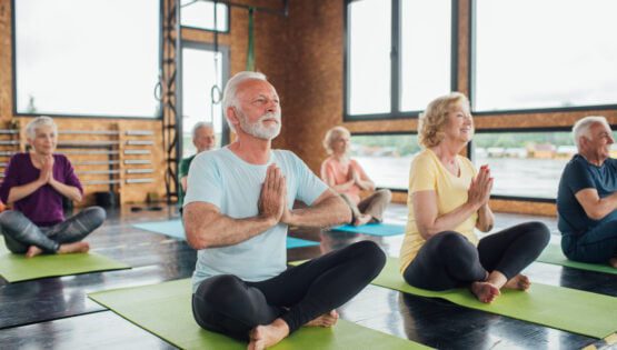 Group of seniors attending a meditation class
