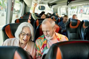 Older adults on transportation bus