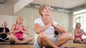 Older adults at a Yoga class