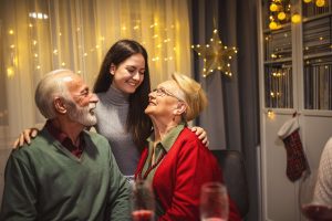 Family celebrating holidays