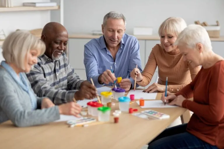Seniors in an arts and crafts class
